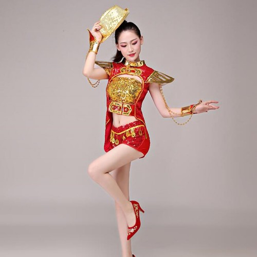Jazz dance costumes for women girls gogo dancers stage performance hiphop cheer leaders magician dancing tuxedo tops and shorts